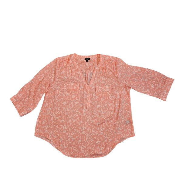 Torrid Women's Harper Blouse size 1X Peachy Pink Hearts Coquette Feminine Flowy - Picture 3 of 13